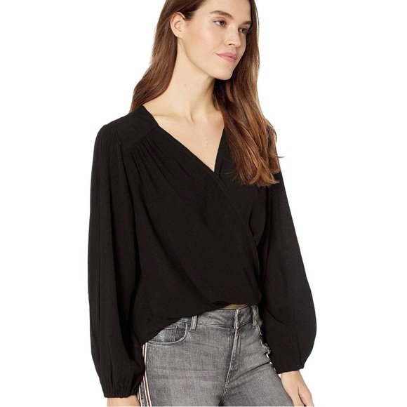 Free People Check On It Faux-Wrap Top in Black - Picture 4 of 5